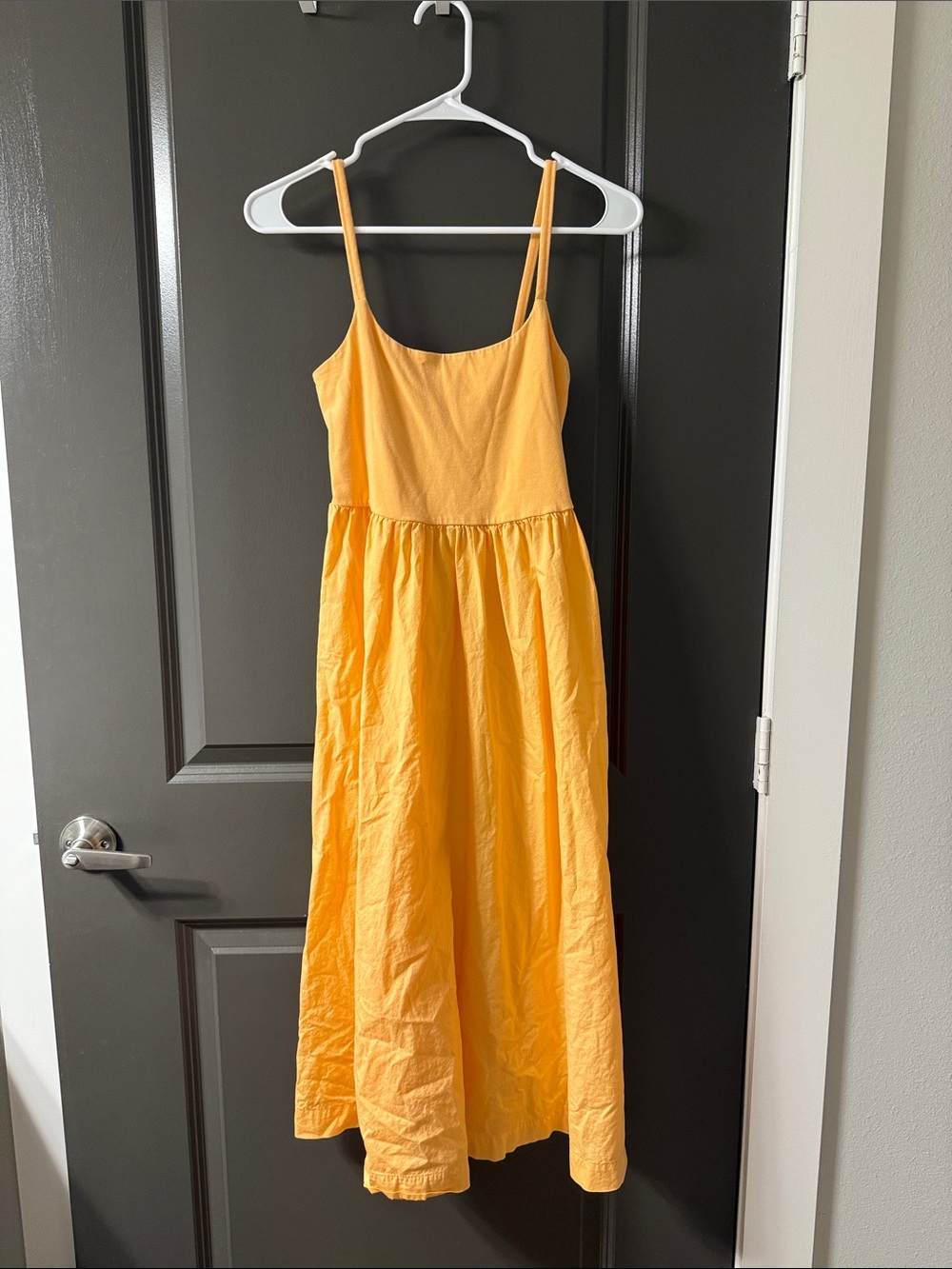 Orange Spaghetti Strap Midi Dress